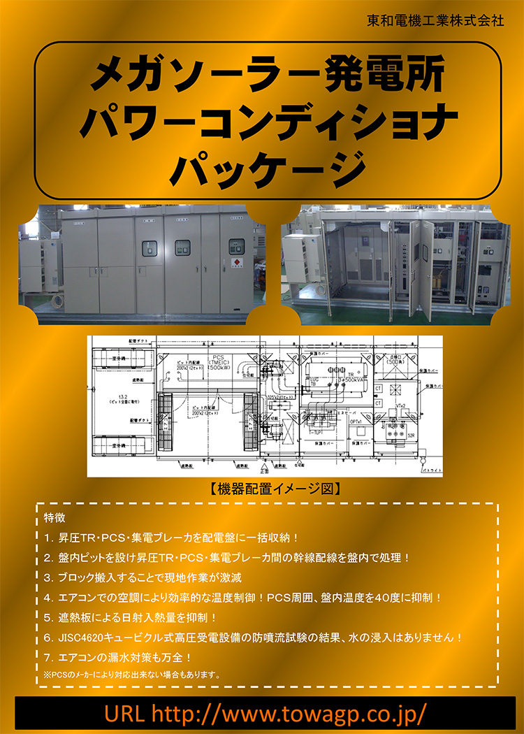 メガソーラー発電所 パワーコンディショナパッケージ